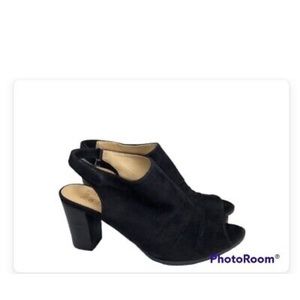 Naturalizer Lago Black Suede Open-Toe Block Heels size 7.5